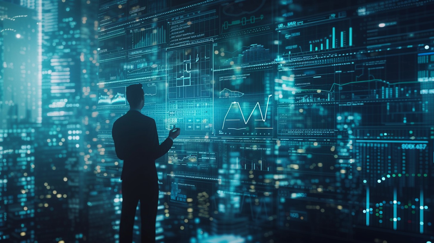 A tech analyst manipulating futuristic data visualizations, illustrating the deep research behind our unbiased premium AI software reviews.